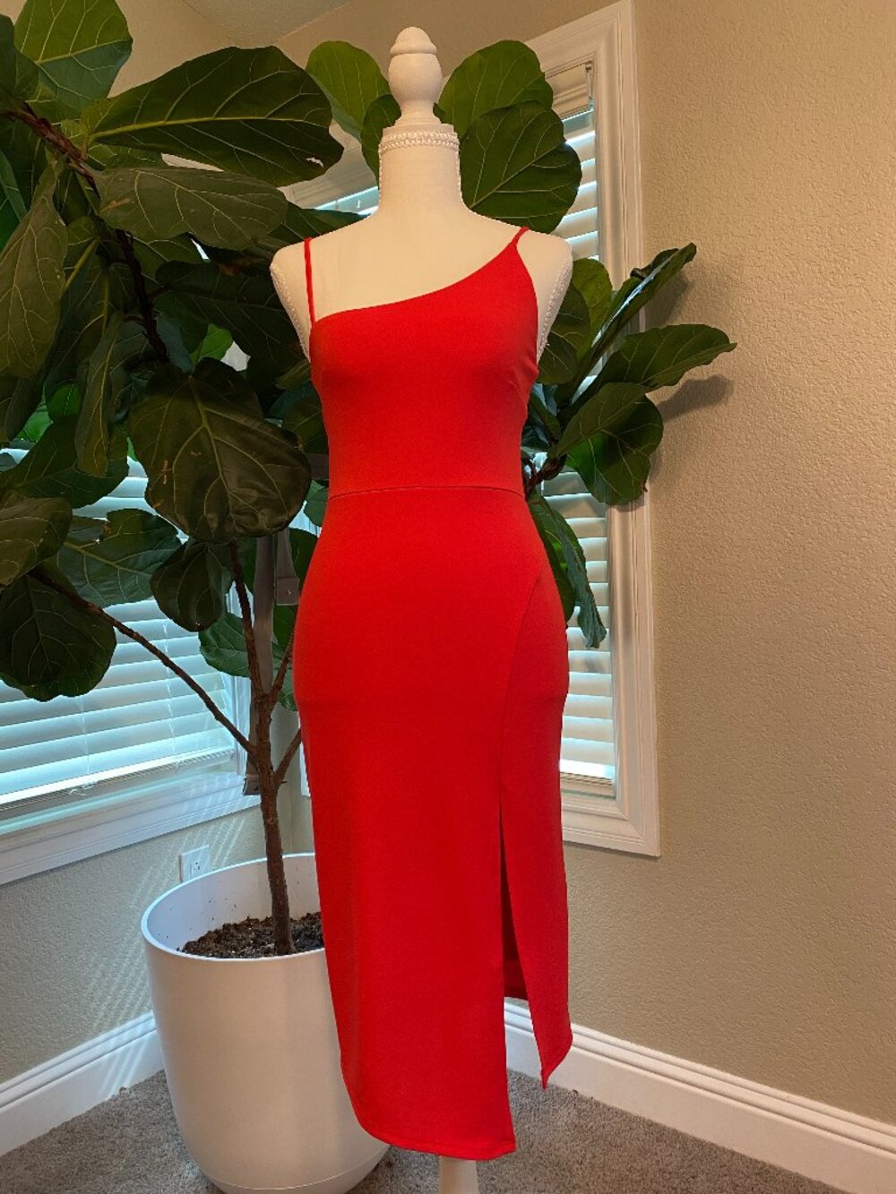🔥 Coral Red Cocktail Dress Size S | Flattering Bodycon Party Wedding Guest